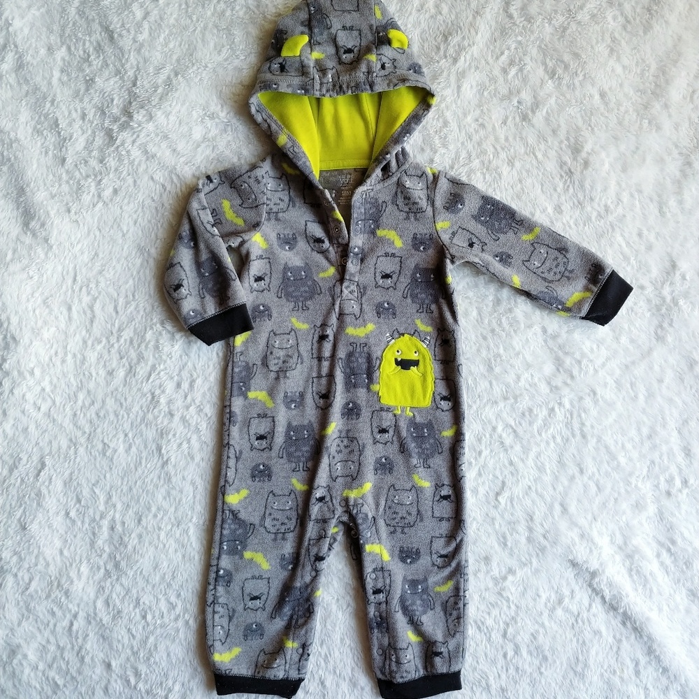 Halloween toddler hood with horns monster jumpsuit